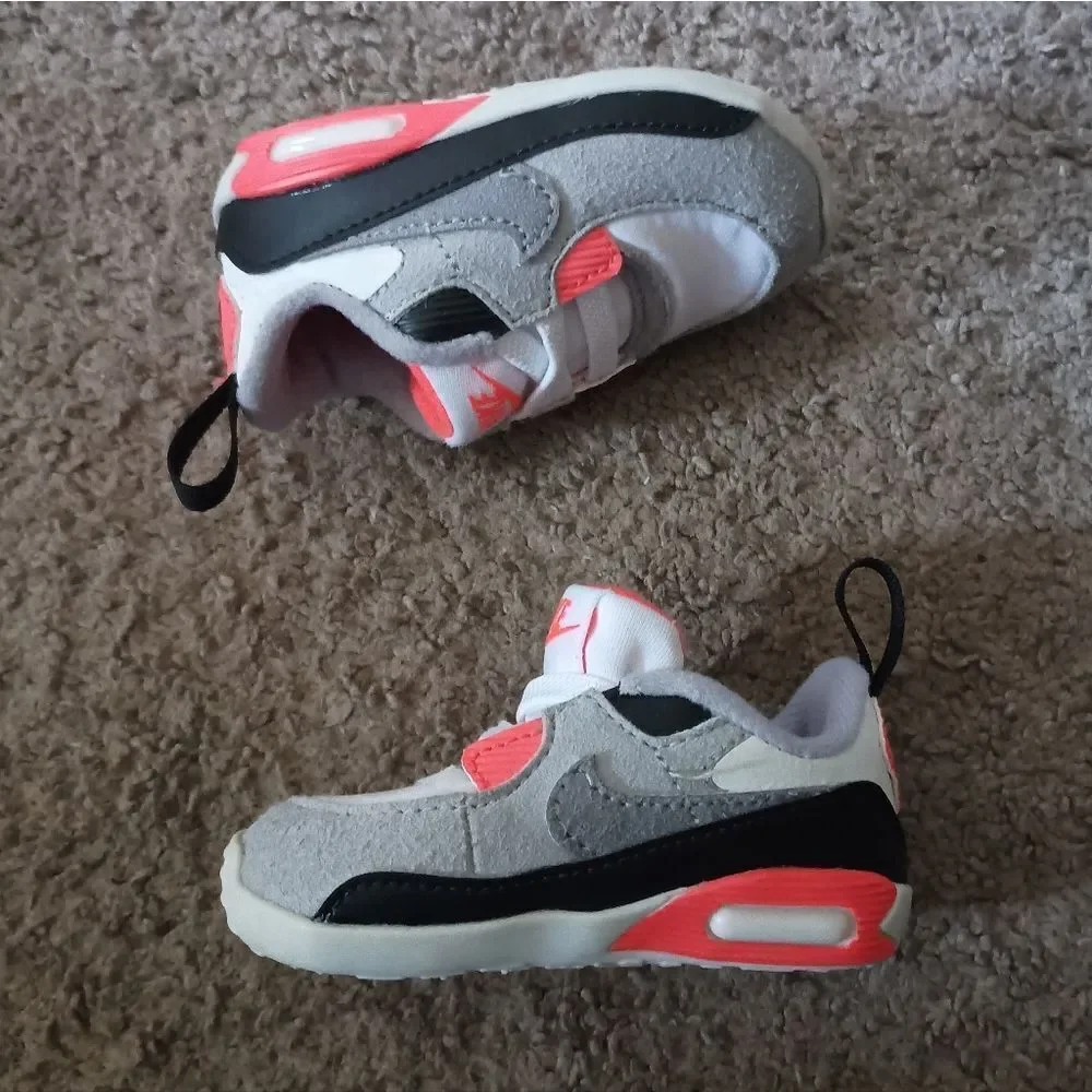 Nike Air Max 90 OG Crib Sneakers DC8323-100 White/Black-Cool Grey Sz 3C PREOWNED